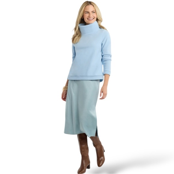 Dudley Stephens Park Slope Vello Fleece Turtleneck Pullover Ice Blue Size M - Picture 7 of 8
